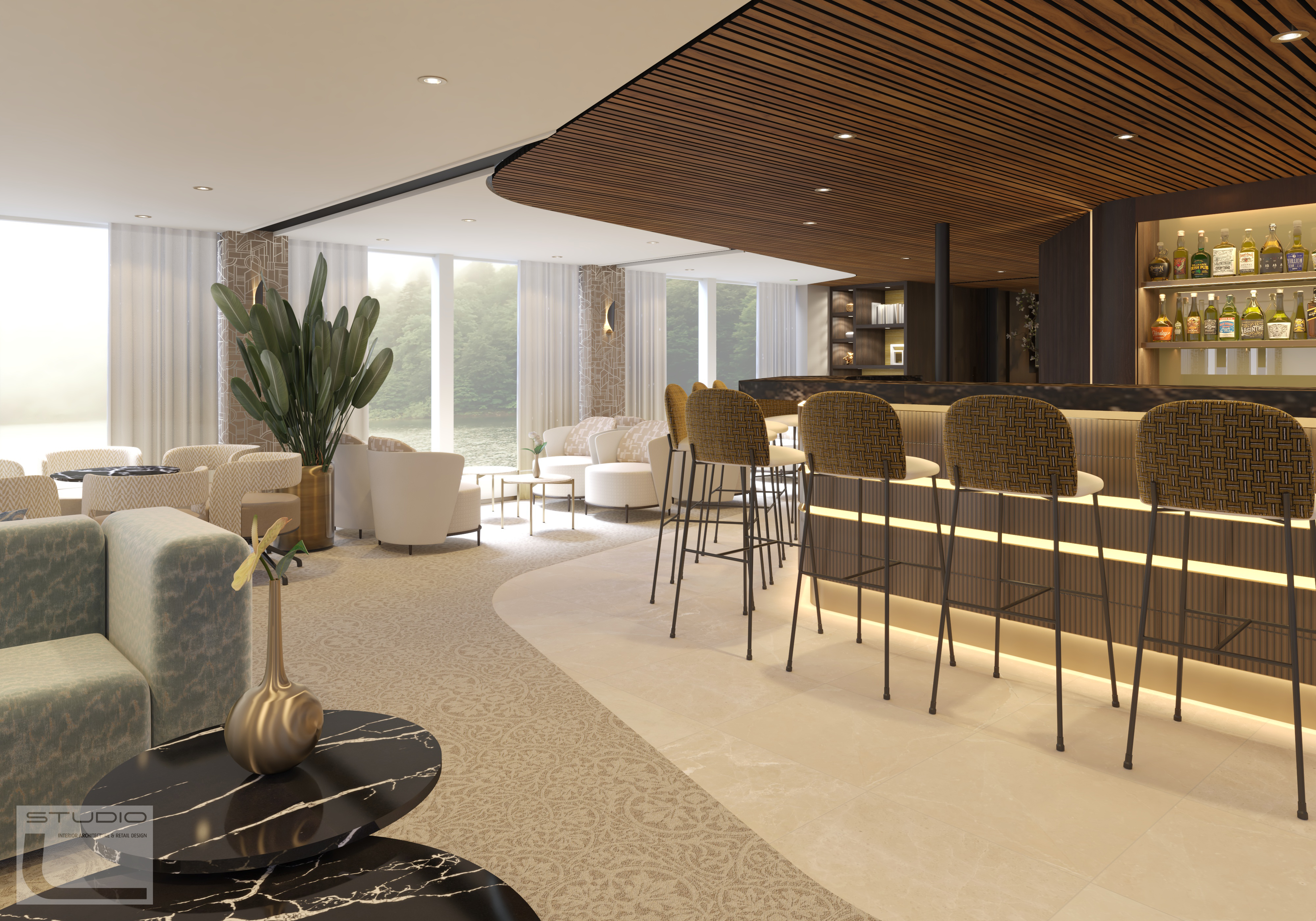 Amadeus River Cruises Amadeus Aurea Panorama Bar Rendering ©Lueftner Cruises Amadeus.jpg